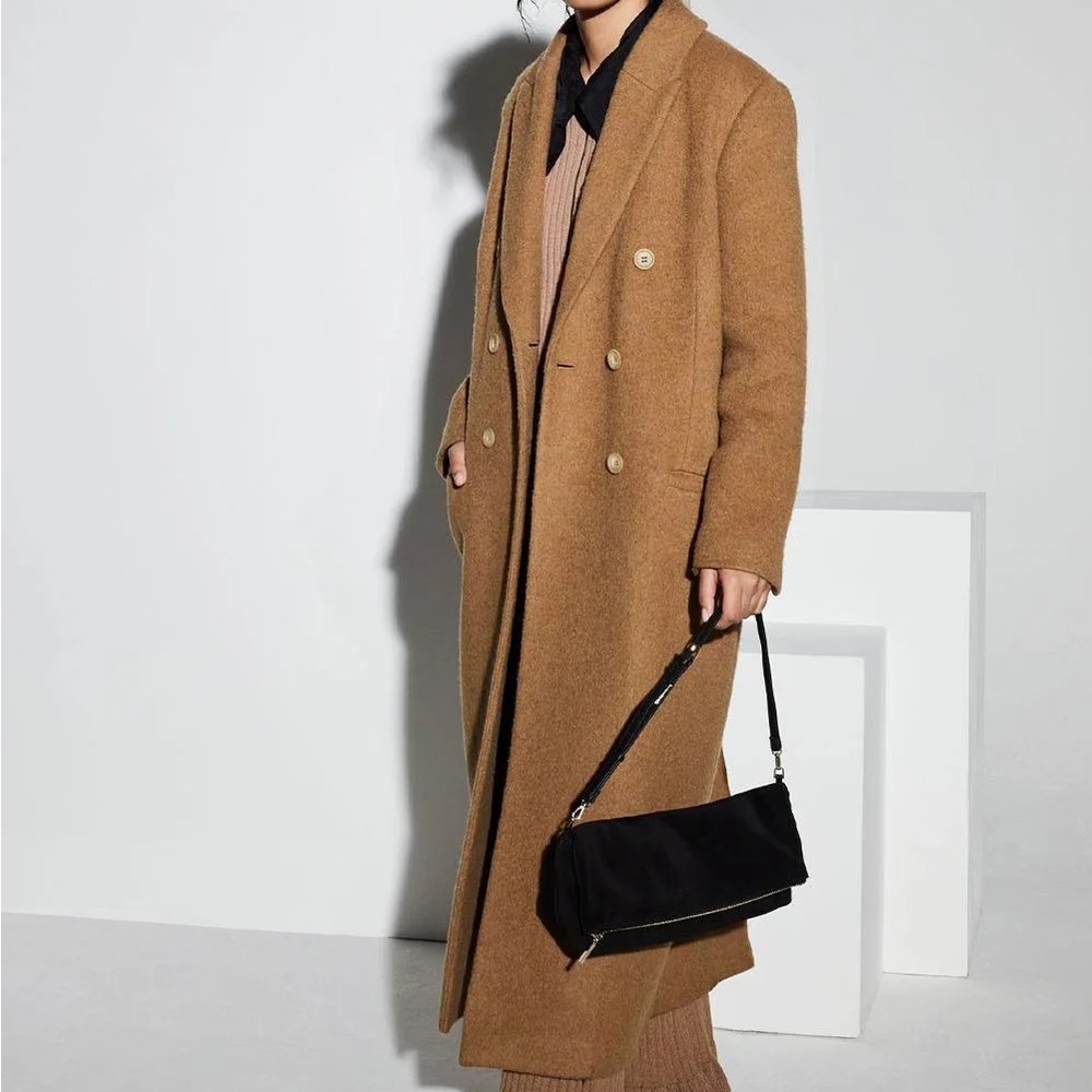 Whistles Camel Textured Wool Blend Coat